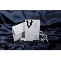 Vabilo - belo - poročni par/obleki Vabilo - belo - poročni par/obleki