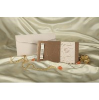 Vabilo - rjavo/bež - pentlja Vabilo - rjavo/bež - pentlja