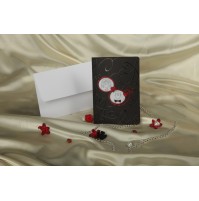 Vabilo - črno/rdeče - par v okencah Vabilo - črno/rdeče - par v okencah