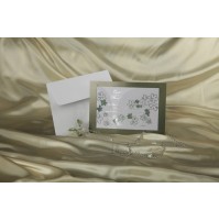 Vabilo - belo/zelena - folija z rožicami Vabilo - belo/zelena - folija z rožicami